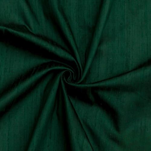 Fabric Mart Direct Flaschengrün 100% reine Dupionseide Stoff als Meterware, 104 cm or 41 inches Breite, 1 kontinuierlicher Zähler Grün Seide Stoff, Polstervorhang Großhandelsstoff von Fabric Mart Direct