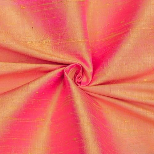 Fabric Mart Direct Gold, Rosa 100% reine Dupionseide Stoff als Meterware, 104 cm or 41 inches Breite, 1 kontinuierlicher Zähler Gold Seide Stoff, Polstervorhang Großhandelsstoff von Fabric Mart Direct