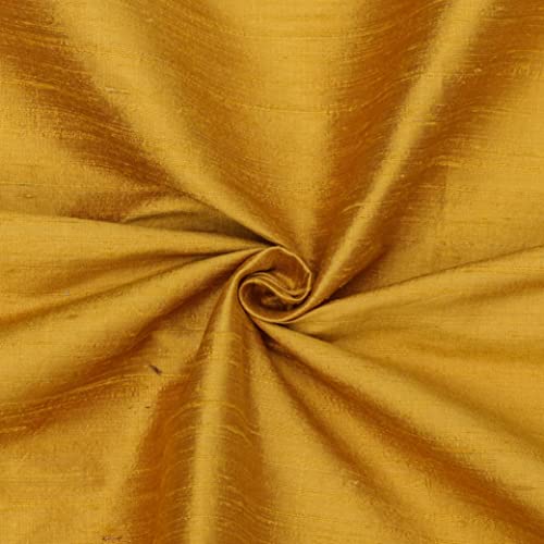 Fabric Mart Direct Gold-gelb 100% reine Dupionseide Stoff als Meterware, 104 cm or 41 inches Breite, 1 kontinuierlicher Zähler Gold Seide Stoff, Polstervorhang Großhandelsstoff von Fabric Mart Direct