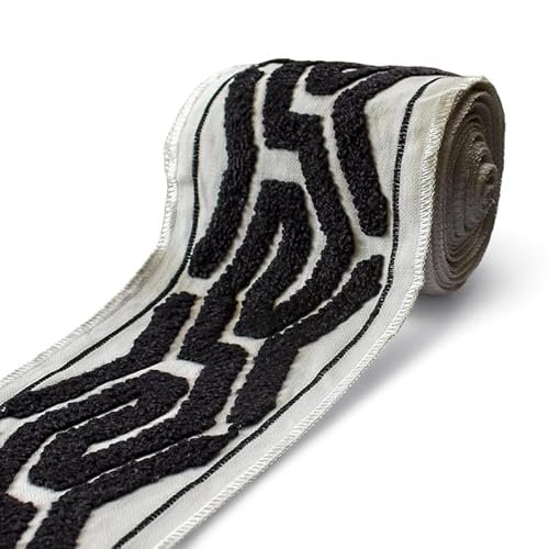 Fabric Mart Direct Noir Labyrinth getuftete Borte mit strukturierter Stickerei, Meterware, Bouclé-Gardinenband für Vorhänge, luxuriöse Polster-Chenille-Spitze, 127 mm Bordüre, Vorhangbesatz Fabric Mart Direct Noir Labyrinth getuftete Borte mit strukturierter Stickerei, Meterware, Bouclé-Gardinenband für Vorhänge, luxuriöse Polster-Chenille-Spitze, 127 mm Bordüre, Vorhangbesatz von Fabric Mart Direct