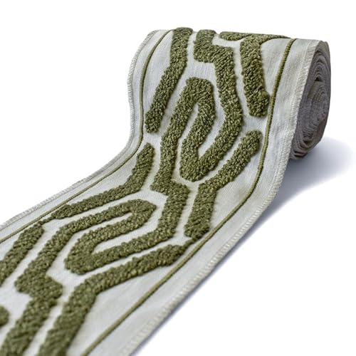 Fabric Mart Direct Olive Labyrinth Loop Bestickte Borte mit Strukturstickerei, Meterware, Bouclé-Gardinenband für Vorhänge, 127 mm, Vorhangbesatz zum Selbermachen, Kissen Fabric Mart Direct Olive Labyrinth Loop Bestickte Borte mit Strukturstickerei, Meterware, Bouclé-Gardinenband für Vorhänge, 127 mm, Vorhangbesatz zum Selbermachen, Kissen von Fabric Mart Direct