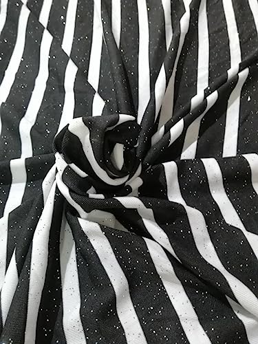 Polyester-Lycra-gestrickter gestreifter Stoff mit schimmerndem schwarz-weißem Polyester von FabricFactory
