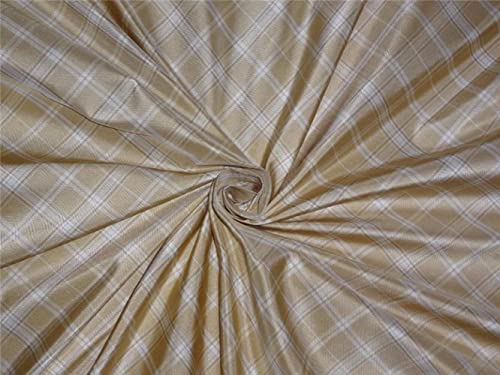 Taftstoff aus 100 % reiner Seide, goldbeige, kariert, 137,2 cm breit, Taf#C49 [2] Seide von FabricFactory