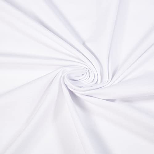 FabricLA Baumwoll-Spandex-Jersey-Stoff, 284 g – 152,4 cm breit und dehnbar bis zu 5,1 verwenden Sie unseren weichen atmungsaktiven 4-Wege-Stretchstoff für T-Shirts, Tops, leichte Kleider, weiß, 90 von FabricLA