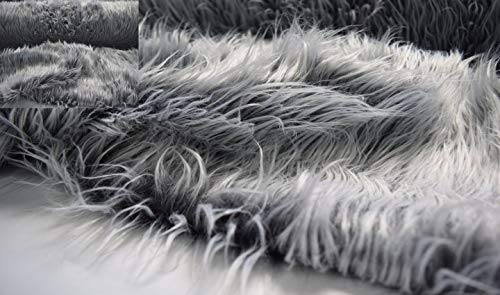 FABRICS-CITY FLOKATI TEDDYFELL STOFF KARNEVAL BEKLEIDUNG BASTEL REQUISITEN FOTOSHOOTING DEKO (Weiß/Grau, 100X150cm) von Fabrics-City
