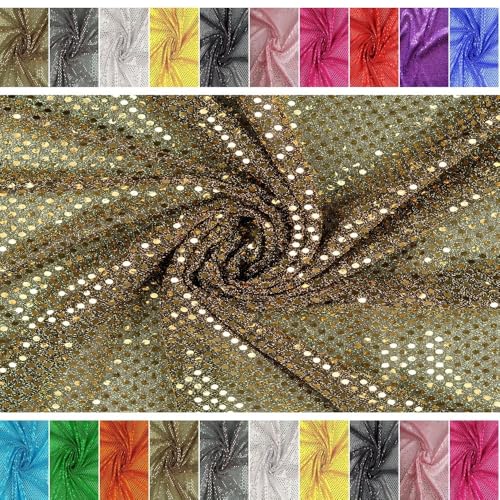 FABRICS-CITY GOLD EXKLUSIVE KLEINE PAILLETTEN STOFF 3MM STOFFE, 2419(Gold) von Fabrics-City