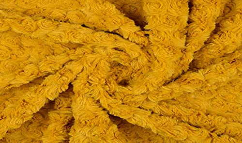 FABRICS-CITY OCKER WIRBEL FELLIMITAT BLUMEN FELL EXTRA WEICH ROSENFELL STOFF STOFFE, 5229 (Ocker) von Fabrics-City