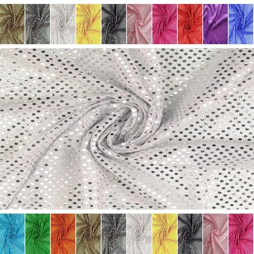 FABRICS-CITY SILBER/WEIß HOCHWERTIG PAILETTEN STOFF PAILLETTENSTOFF 3MM STOFFE, 2594 von Fabrics-City