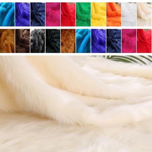FABRICS-CITY WOLLWEIß LANGFLOR HOCHLANDRIND FELLIMITAT TEDDY PLÜSCHSTOFF ZOTTELPLÜSCH MIKROFON WINDSCHUTZ FELL STOFFE, 2706(wollweiß) von Fabrics-City