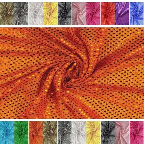 Fabrics-City Exklusive KLEINE Pailletten Stoff 3MM Stoffe, 2595 (Orange) von Fabrics-City