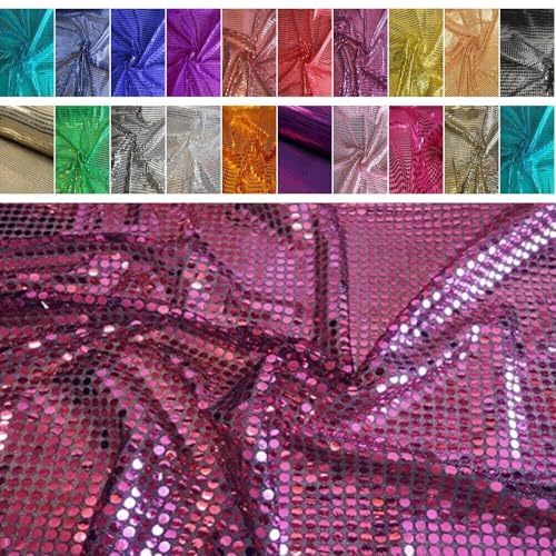 Fabrics-City HOCHWERTIG PAILETTEN STOFF PAILLETTENSTOFF 6MM STOFFE (PINK/SCHWARZ) von Fabrics-City