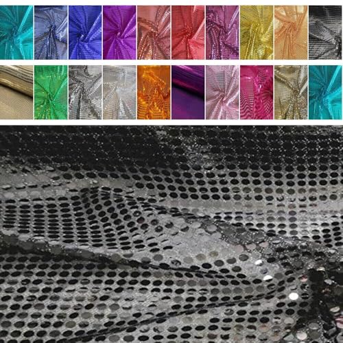 Fabrics-City SCHWARZ HOCHWERTIG Pailetten Stoff PAILLETTENSTOFF 6MM Stoffe, 2438 von Fabrics-City