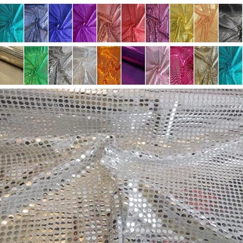 Fabrics-City Silber/WEIß HOCHWERTIG Pailetten Stoff PAILLETTENSTOFF 6MM Stoffe, 2426 von Fabrics-City