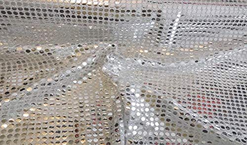 Fabrics-City HOCHWERTIG PAILETTEN STOFF PAILLETTENSTOFF 6MM STOFFE (SILBER/WEIß 100x110cm) von Fabrics-City