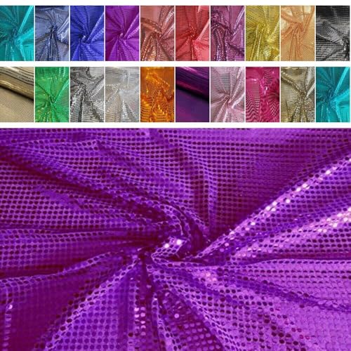 Fabrics-City HOCHWERTIG Pailetten Stoff PAILLETTENSTOFF 6MM Stoffe (VIOLETT) von Fabrics-City