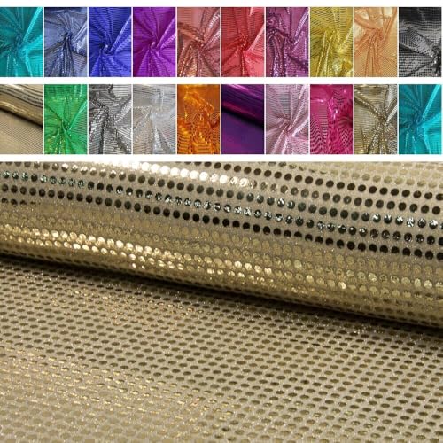 Fabrics-City HOCHWERTIG PAILETTEN STOFF PAILLETTENSTOFF 6MM STOFFE (GOLD/WEIß) von Fabrics-City