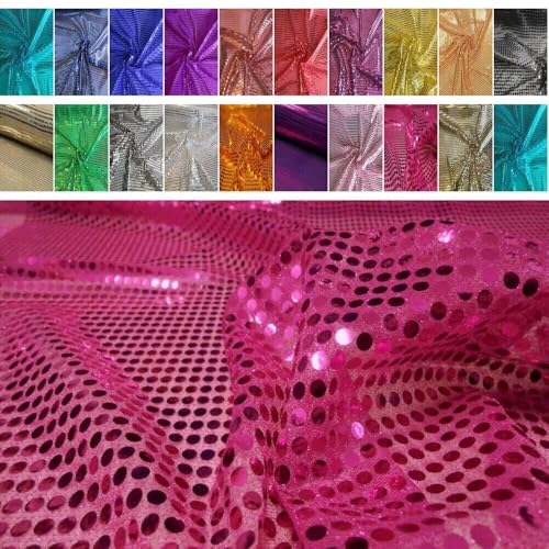 Fabrics-City HOCHWERTIG Pailetten Stoff PAILLETTENSTOFF 6MM Stoffe (PINK/PINK) von Fabrics-City