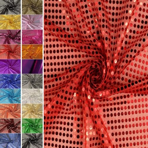 FABRICS-CITY ROT HOCHWERTIG PAILETTEN STOFF PAILLETTENSTOFF 6MM STOFFE, 2431 von Fabrics-City
