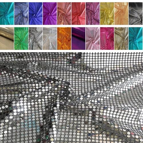 Fabrics-City HOCHWERTIG Pailetten Stoff PAILLETTENSTOFF 6MM Stoffe (Silber/SCHWARZ) von Fabrics-City