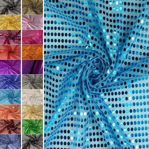 FABRICS-CITY TÜRKIS HOCHWERTIG PAILETTEN STOFF PAILLETTENSTOFF 6MM STOFFE, 2434 von Fabrics-City