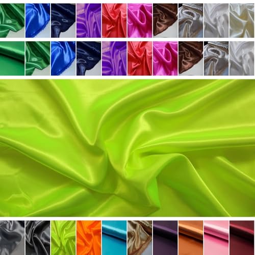 Fabrics-City NEON-GELBGRÜN SCHWER Satin Stoff SATINSTOFF GLÄNZEND Stoffe, 3321 von Fabrics-City