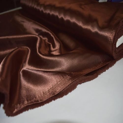 Fabrics-City SCHWER SATIN STOFF SATINSTOFF GLÄNZEND STOFFE METERWARE,4118 (Schokobraun) von Fabrics-City