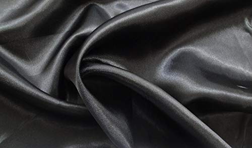 Fabrics-City SCHWER Satin Stoff SATINSTOFF GLÄNZEND Stoffe METERWARE, 3317 (Schwarz) von Fabrics-City