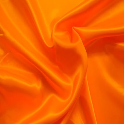 Fabrics-City SCHWER Satin Stoff SATINSTOFF GLÄNZEND Stoffe METERWARE, 3318 (Neonorange) von Fabrics-City