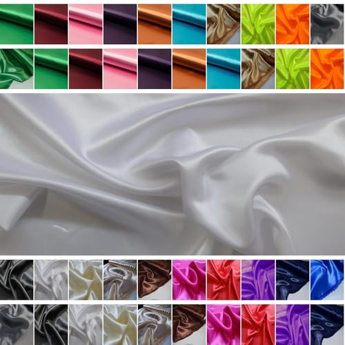 Fabrics-City SCHWER Satin Stoff SATINSTOFF GLÄNZEND Stoffe METERWARE, 3320 (Weiß) von Fabrics-City