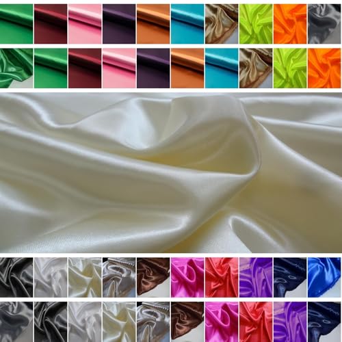 Fabrics-City SCHWER Satin Stoff SATINSTOFF GLÄNZEND Stoffe METERWARE, 3322 (Weißgold) von Fabrics-City