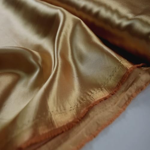 Fabrics-City SCHWER Satin Stoff SATINSTOFF GLÄNZEND Stoffe METERWARE, 4115 (Gold) von Fabrics-City