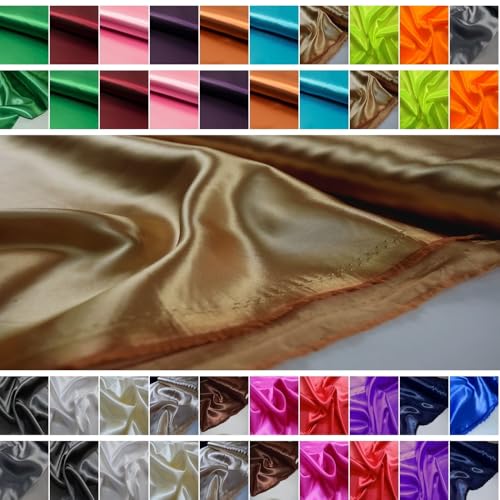 Fabrics-City SCHWER Satin Stoff SATINSTOFF GLÄNZEND Stoffe METERWARE, 4115 (Gold) von Fabrics-City