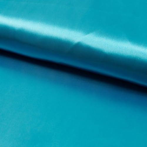 Fabrics-City SCHWER SATIN STOFF SATINSTOFF GLÄNZEND STOFFE METERWARE, 4339 (Türkis) von Fabrics-City