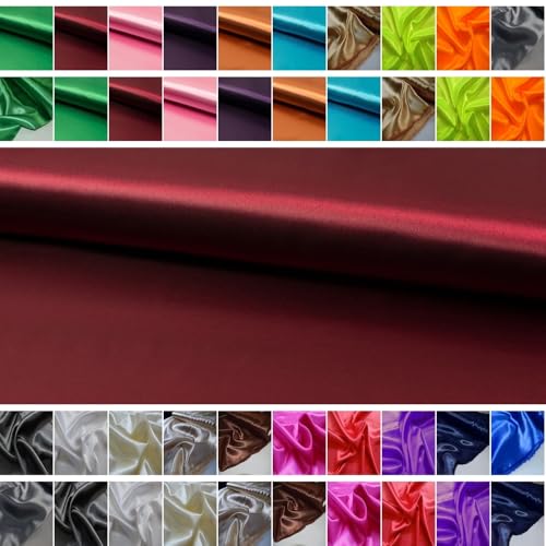 Fabrics-City SCHWER Satin Stoff SATINSTOFF GLÄNZEND Stoffe METERWARE, 4341 (Bordeaux) von Fabrics-City