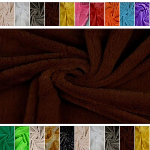 Fabrics-City dunkelbraun stretch Kaninchen Fell plüsch Stoff Kaninchenfell Kunstfell zum Basteln Kuschelfell Teddyfell Webpelz Plüschstoff Nähzubehör diy Dekoration Geschenkideen für Kreative, 3955 von Fabrics-City