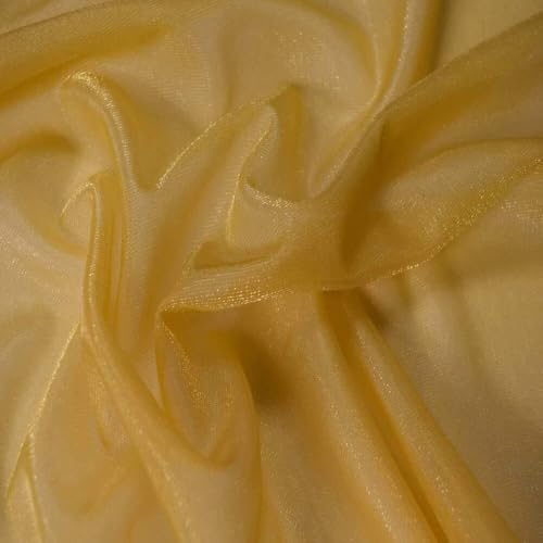 Fabrics-City gold stretch fein Netz Stoff Glitzer Meterware ab 50cm Netzstoff Netzgewebe Tüllstoff Dekonetz zum Nähen Basteln Kleider Kostüm Vorhänge transparent Weihnachten, 5077 von Fabrics-City