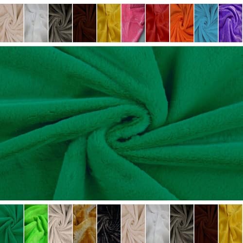 Fabrics-City grasgrün stretch chinchilla Fell stoff meterware ab 50cm Fellstoff kunstfell kunstpelz kuschelig plüschstoff Teddyfell Webpelz Zottelfell ideal für Kleidung Dekoration DIY, 4231 von Fabrics-City