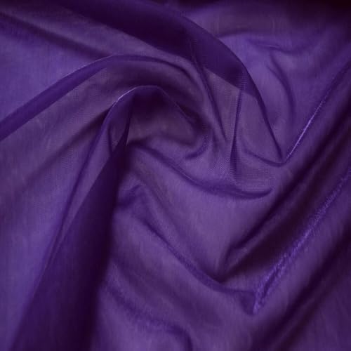 Fabrics-City lila Stretch fein Netz Mesh Glitzer Stoff Meterware ab 50cm Organzastoff Tüllstoff elastisch Chiffon Organza Dekonetz Gitterstoff für DIY Kostüme Mode Bekleidung, 5083 von Fabrics-City
