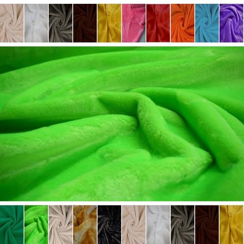 Fabrics-City neongrün stretch Kaninchen Fell plüsch Stoff Hocker Kaninchenfell Kunstpelz Kuschelfell Webpelz Teddyfell Dekoration Polsterung diy Nähprojekte Kuschelaccessoires weich, 3996 von Fabrics-City