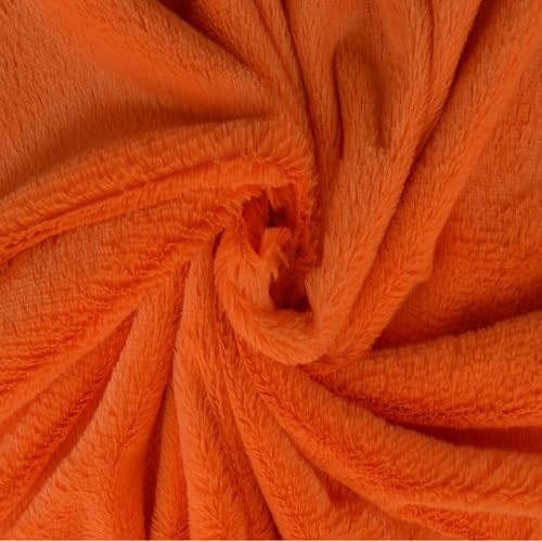 Fabrics-City orange stretch Kaninchen Fell Plüsch Stoff Hocker Kaninchenfell Kunstfell zum Basteln Kuschelfell Teddyfell Webpelz Pelzimitat weiches Dekofell Nähzubehör kreative Bastelmaterialien, 4110 von Fabrics-City