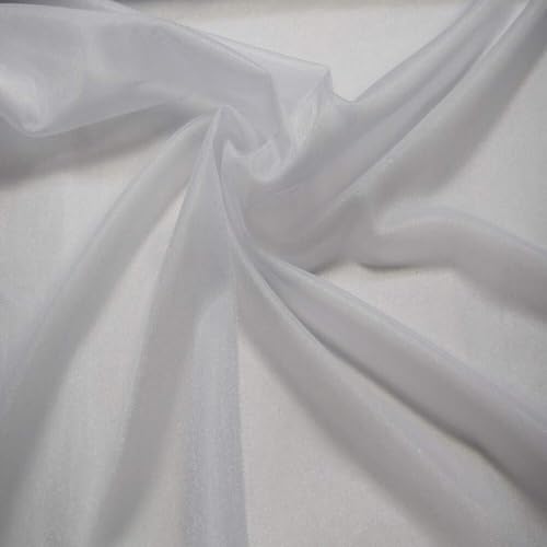 Fabrics-City reinweiß stretch fein Mesh Netz StoffGlitzer Meterware ab 50cm Netzstoff Netzgewebe Chiffon Oraganza Tüllstoff Dekonetz für Nähen Basteln Drapieren Hochzeit Brautjungfern Festmode, 5075 von Fabrics-City