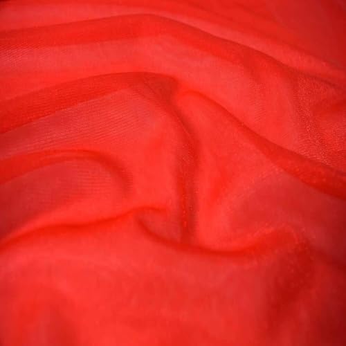 Fabrics-City rot stretch fein Netz mesh Glitzer Stoff Netzstoff Meterware ab 50cm Tüllstoff Dekonetz Gitterstoff Gardinen Tüll zum Nähen für Kostüme Mode Accessoires leicht dehnbar transparent, 5079 von Fabrics-City