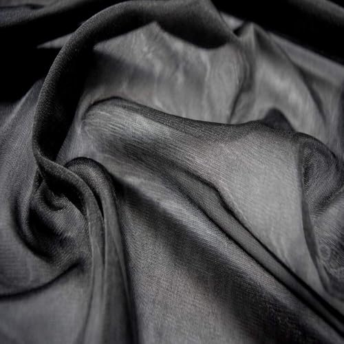 Fabrics-City schwarz stretch fein Netz Stoff Glitzer Meterware ab 50cm Netzstoff Meshstoff Tüllstoff Dekonetz Chiffon Organza Gitterstoff für Brautkleider nähen Basteln Party Dekoration, 5076 von Fabrics-City