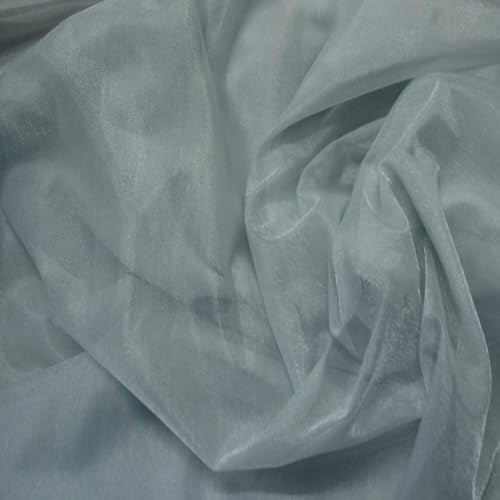Fabrics-City silber stretch fein Netz Stoff glitzer Meterware ab 50cm Netzstoff Netzgewebe VorhangTüllstoff Dekonetz für Nähen Basteln Mode Damen Herren Kinder Chiffon Organza, 5208 von Fabrics-City