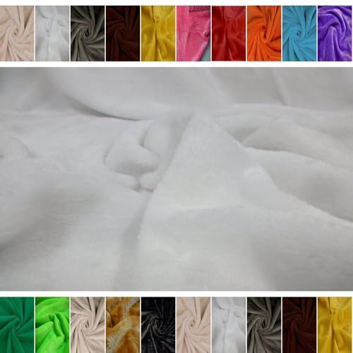 Fabrics-City weiß stretch Kaninchen Fell Plüsch Stoff Kaninchenfell Kunstfell zum Basteln Kuschelfell Teddyfell Webpelz Dekorationsstoff Nähzubehör Kinderzimmer Deko weich langlebig, 3770 von Fabrics-City