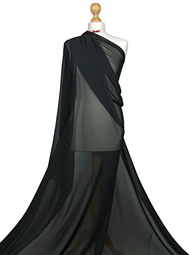 Hochwertiger, weicher Polyesterstoff / Chiffon, durchscheinend, geeignet als Braut-Kleid-Material, CH01, Polyester, Schwarz , 1 Meter Hochwertiger, weicher Polyesterstoff / Chiffon, durchscheinend, geeignet als Braut-Kleid-Material, CH01, Polyester, Schwarz , 1 Meter von Fabriques