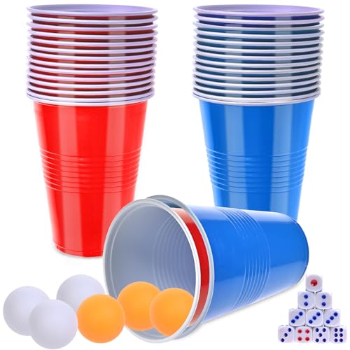 Faburo 46PCS Partybecher Becher Set, Red Cups Blue Cups Trinkbecher 480ml/16oz mit Tischtennisball Würfel Pong Party Becher Wiederverwendbare Becher für Weihnachten Geburtstagsfete Hochzeit Faburo 46PCS Partybecher Becher Set, Red Cups Blue Cups Trinkbecher 480ml/16oz mit Tischtennisball Würfel Pong Party Becher Wiederverwendbare Becher für Weihnachten Geburtstagsfete Hochzeit von Faburo