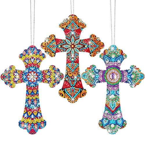 3-teiliges Diamant-Kunst-Kreuz zum Aufhängen, Diamant-Malerei-Set, Diamantkunst zum Selbermachen, 5D-Kristall nach Zahlen, Mandala, Kreuzform, Strasssteine, Anhänger, Acryl-Mosaik, Wandmalerei-Set für 3-teiliges Diamant-Kunst-Kreuz zum Aufhängen, Diamant-Malerei-Set, Diamantkunst zum Selbermachen, 5D-Kristall nach Zahlen, Mandala, Kreuzform, Strasssteine, Anhänger, Acryl-Mosaik, Wandmalerei-Set für von Faccito