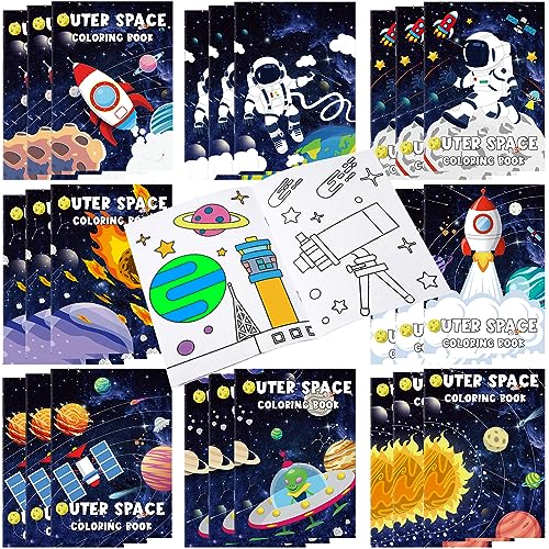 Faccito 24 Stück Weltraum Malbücher für Kinder Astronaut Rakete Mini Malhefte Weltall Malblöcke Galaxie Ausmalbücher für Beschäftigung Geburtstag Sonnensystem Planet Party Mitgebsel Tüten Füllung von Faccito