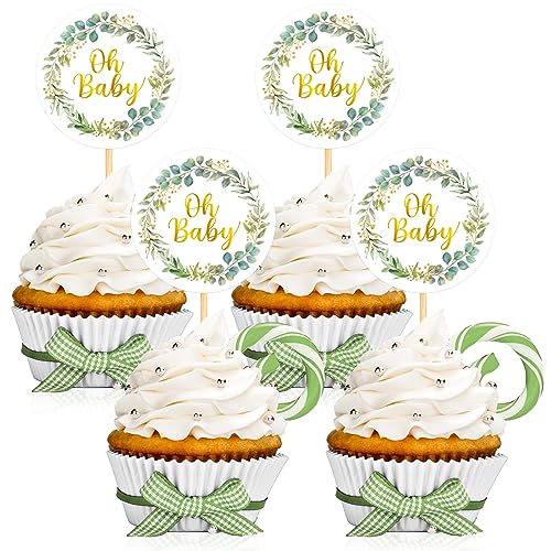 Faccito 25 Stück Oh Baby Cupcake Topper Boho Kuchen Deko Babyparty Tortendeko Kuchen Topper für Mädchen Jungen Geschlecht Verkünden Party Geburtstag Zubehör (Eukalyptus) Faccito 25 Stück Oh Baby Cupcake Topper Boho Kuchen Deko Babyparty Tortendeko Kuchen Topper für Mädchen Jungen Geschlecht Verkünden Party Geburtstag Zubehör (Eukalyptus) von Faccito